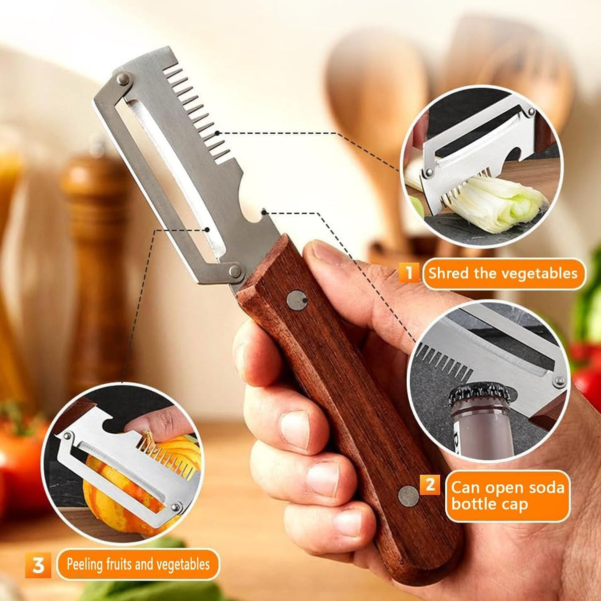 Vegetable Peeler, 2026 Upgrade Multifunctional Stainless Steel Peeler, 3 in 1 Vegetable Peeler for Kitchen, Kitchen Gadgets Tool for Fruit Pumpkin Peeling Potato Carrot Veggie Peeler (1Pcs)