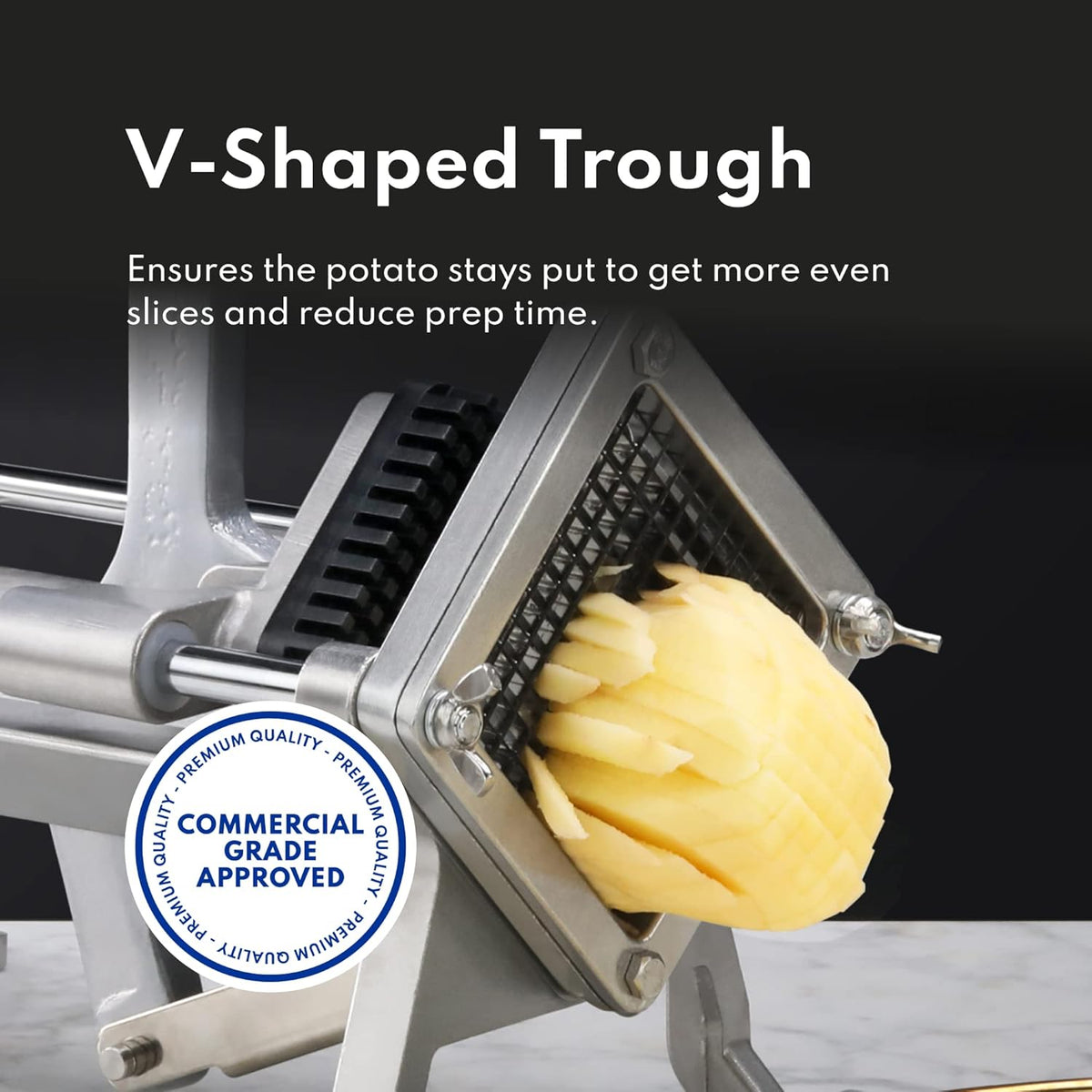 Extra Heavy Duty French Fry Cutter 3/8" with Wall Bracket, Fixed Counter or Wall Mount, Cast Iron and Aluminum Body with Stainless Steel Components