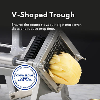 Extra Heavy Duty French Fry Cutter 3/8" with Wall Bracket, Fixed Counter or Wall Mount, Cast Iron and Aluminum Body with Stainless Steel Components