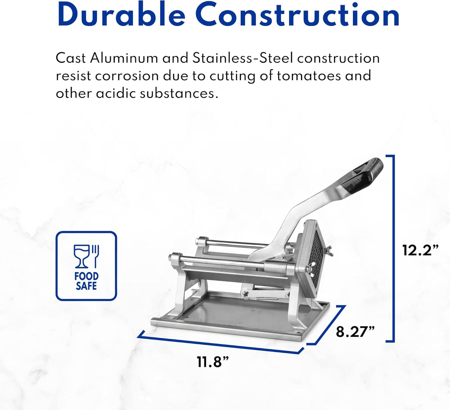 Extra Heavy Duty French Fry Cutter 3/8" with Wall Bracket, Fixed Counter or Wall Mount, Cast Iron and Aluminum Body with Stainless Steel Components