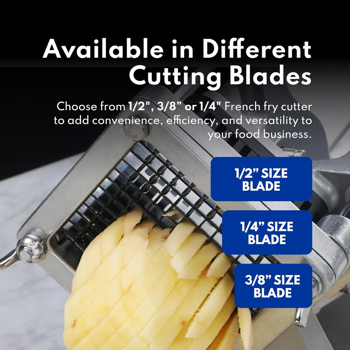 Extra Heavy Duty French Fry Cutter 3/8" with Wall Bracket, Fixed Counter or Wall Mount, Cast Iron and Aluminum Body with Stainless Steel Components