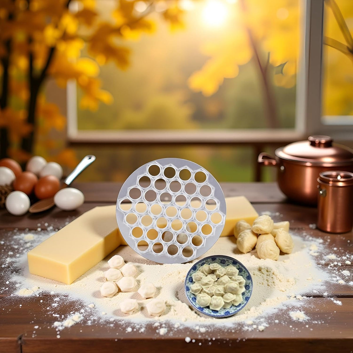 Silver Ravioli Dumpling Mold, Russian Pelmeni Maker,37 Holes Metal Ravioli Maker, Pelmeni Meat Dumplings Maker,Handmade Dumpling Cutter,Kitchen Utensils and Gadgets
