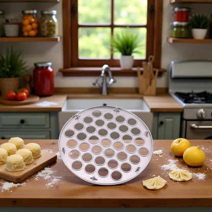Silver Ravioli Dumpling Mold, Russian Pelmeni Maker,37 Holes Metal Ravioli Maker, Pelmeni Meat Dumplings Maker,Handmade Dumpling Cutter,Kitchen Utensils and Gadgets
