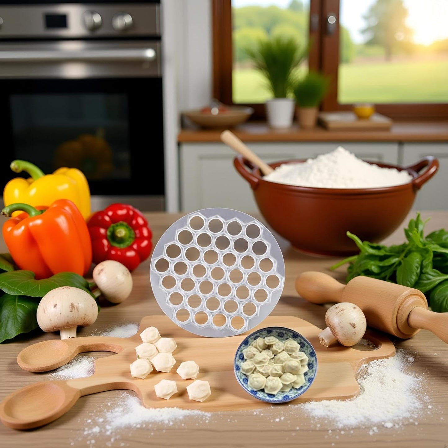 Silver Ravioli Dumpling Mold, Russian Pelmeni Maker,37 Holes Metal Ravioli Maker, Pelmeni Meat Dumplings Maker,Handmade Dumpling Cutter,Kitchen Utensils and Gadgets