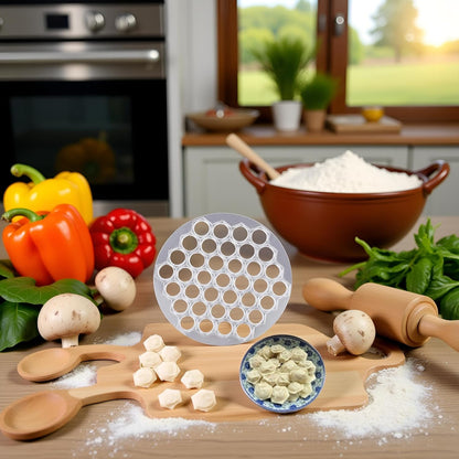 Silver Ravioli Dumpling Mold, Russian Pelmeni Maker,37 Holes Metal Ravioli Maker, Pelmeni Meat Dumplings Maker,Handmade Dumpling Cutter,Kitchen Utensils and Gadgets