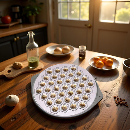 Silver Ravioli Dumpling Mold, Russian Pelmeni Maker,37 Holes Metal Ravioli Maker, Pelmeni Meat Dumplings Maker,Handmade Dumpling Cutter,Kitchen Utensils and Gadgets