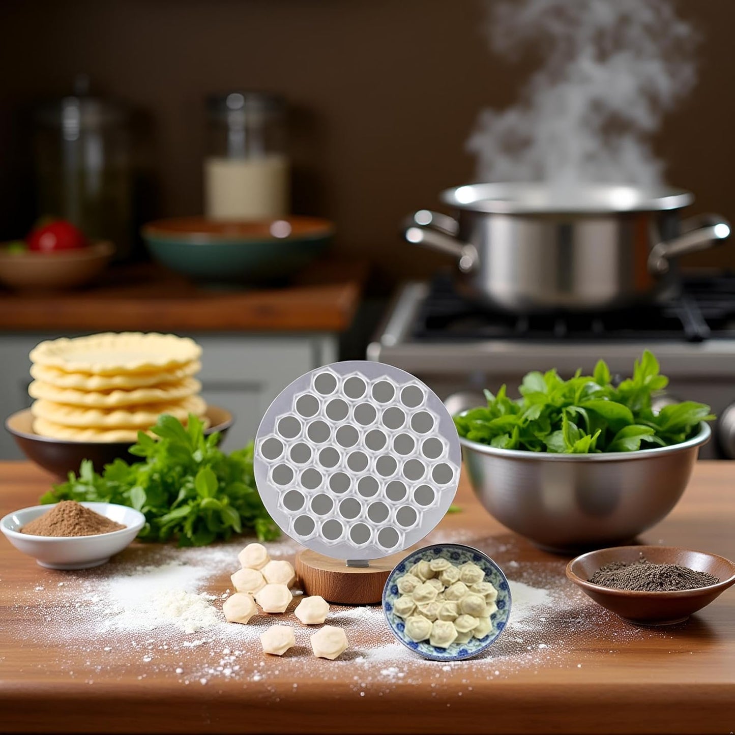 Silver Ravioli Dumpling Mold, Russian Pelmeni Maker,37 Holes Metal Ravioli Maker, Pelmeni Meat Dumplings Maker,Handmade Dumpling Cutter,Kitchen Utensils and Gadgets