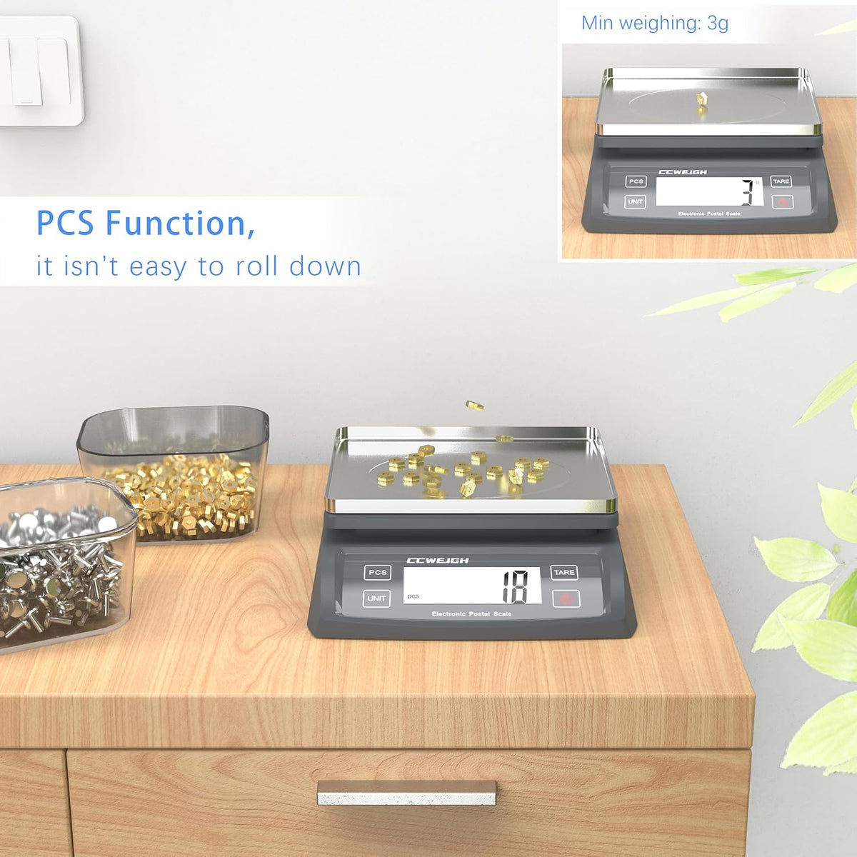 Postal Scale Transport Scale 30kg/1g, 66lb with Battery and Stainless Steel Scale Plate, can be Used in Home Kitchen, Postal, Transport, Parcel, Supermarket with Fruit Scale