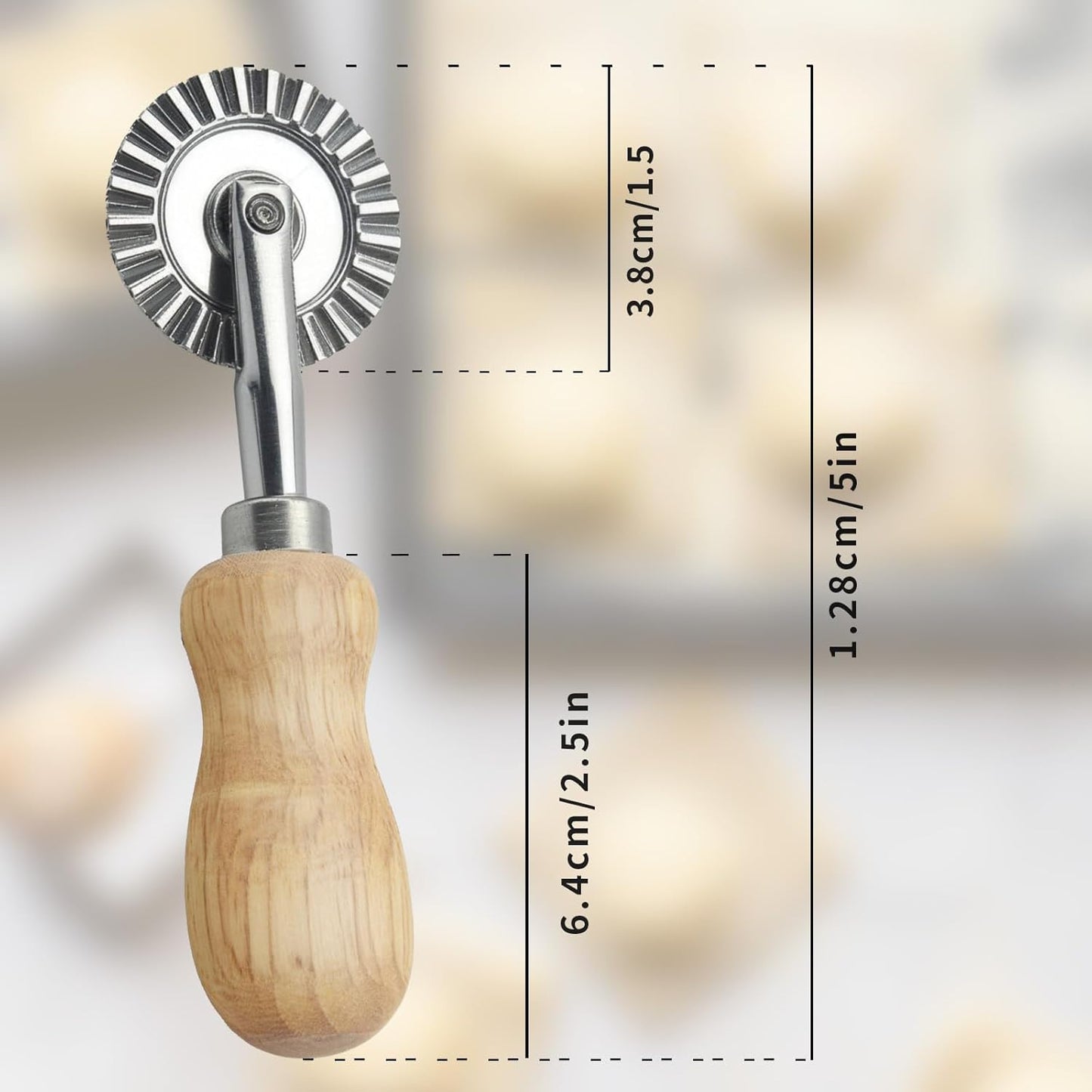 Fluted Pastry Wheel Cutter, 1.5 Inch Pasta Cutter Wheel for Ravioli, Pie Crust & Dough, Pastry Crimper and Pasta Wheel Cutter Tool for Baking, Home Kitchen Use