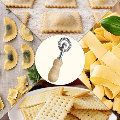 Fluted Pastry Wheel Cutter, 1.5 Inch Pasta Cutter Wheel for Ravioli, Pie Crust & Dough, Pastry Crimper and Pasta Wheel Cutter Tool for Baking, Home Kitchen Use