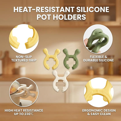3Pcs Silicone Spoon Rest, Heat Resistant Kitchen Utensil Holder and Spoon Rest for Stovetop Cooking, Removable Pot Edge Protectors with Anti-Spill Design for Organized Kitchen Space