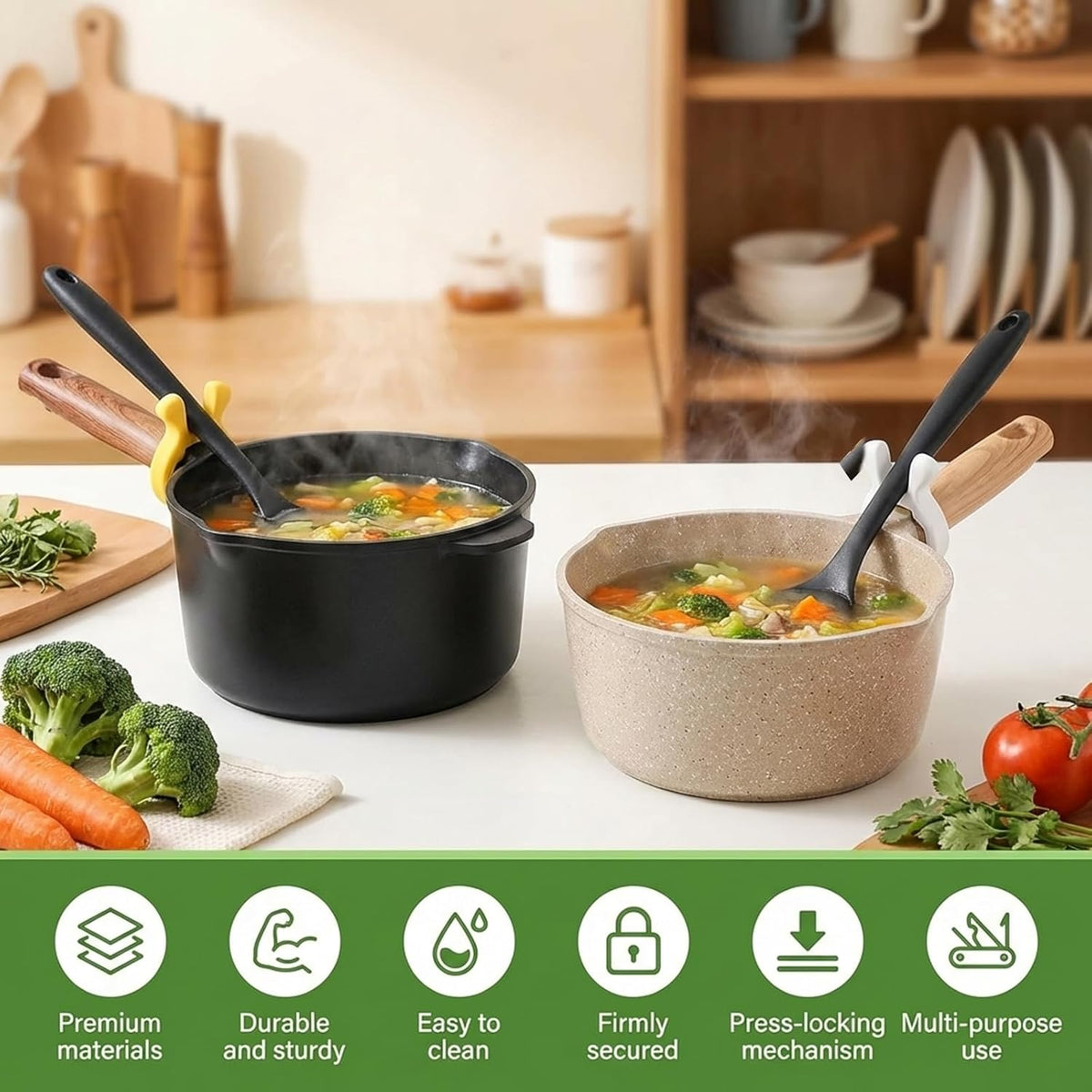 3Pcs Silicone Spoon Rest, Heat Resistant Kitchen Utensil Holder and Spoon Rest for Stovetop Cooking, Removable Pot Edge Protectors with Anti-Spill Design for Organized Kitchen Space