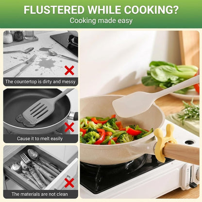 3Pcs Silicone Spoon Rest, Heat Resistant Kitchen Utensil Holder and Spoon Rest for Stovetop Cooking, Removable Pot Edge Protectors with Anti-Spill Design for Organized Kitchen Space