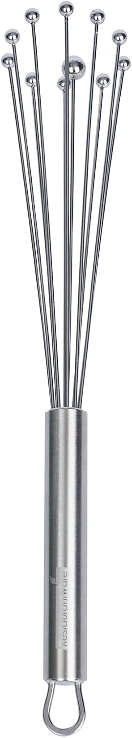 10.5 in Stainless Steel Ball Whisk - German Standard Egg Beater with Ergonomic Handle, Dishwasher Safe - Manual Mixer Cooking Whisk for Baking, Stirring, Sauces, Beating