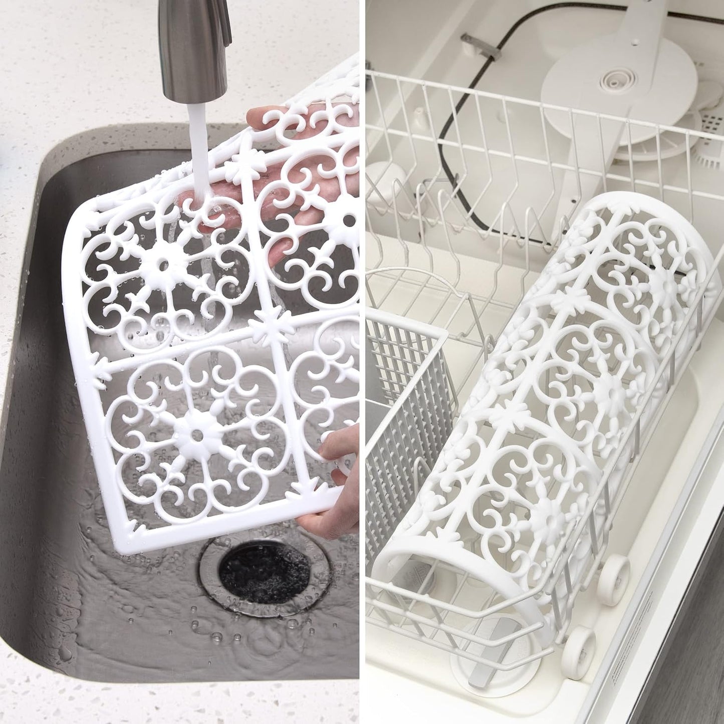 É, Extra Large, Thick, Silicone Trivet for Hot Dishes, Pots, and Pans, Heat Resistant Mat for Countertop, Hot Pad for Kitchen, Easy to Clean, 16 x 12 x 3/8 Inches, White