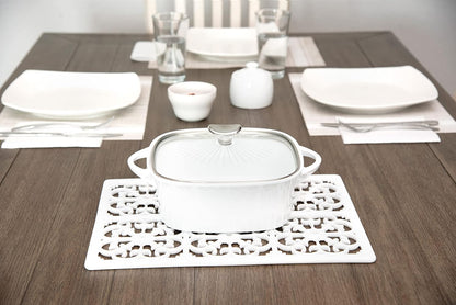 É, Extra Large, Thick, Silicone Trivet for Hot Dishes, Pots, and Pans, Heat Resistant Mat for Countertop, Hot Pad for Kitchen, Easy to Clean, 16 x 12 x 3/8 Inches, White