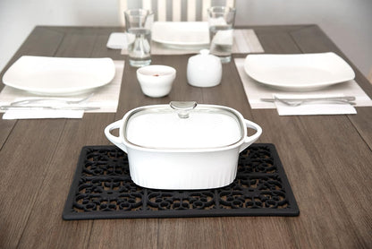 É, Extra Large, Thick, Silicone Trivet for Hot Dishes, Pots, and Pans, Heat Resistant Mat for Countertop, Hot Pad for Kitchen, Easy to Clean, 16 x 12 x 3/8 Inches, White