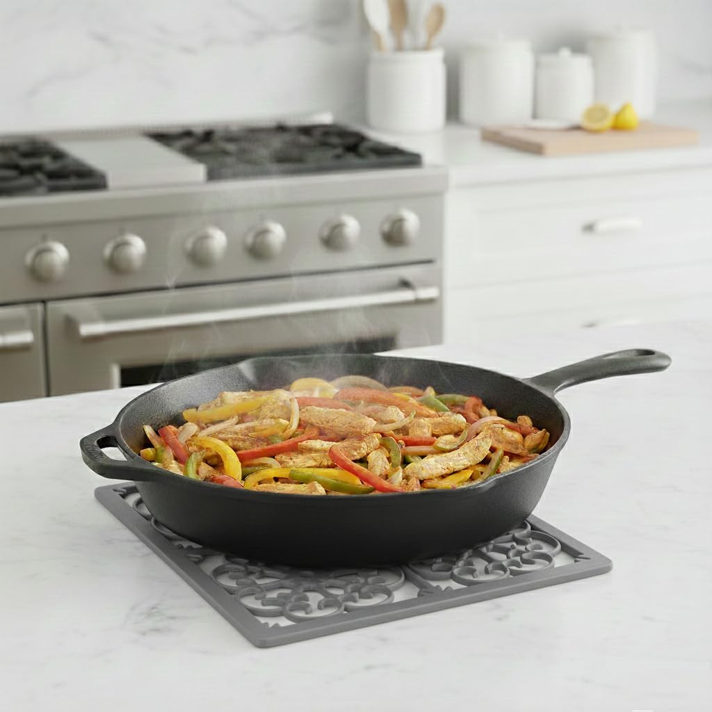 É, Extra Large, Thick, Silicone Trivet for Hot Dishes, Pots, and Pans, Heat Resistant Mat for Countertop, Hot Pad for Kitchen, Easy to Clean, 16 x 12 x 3/8 Inches, White