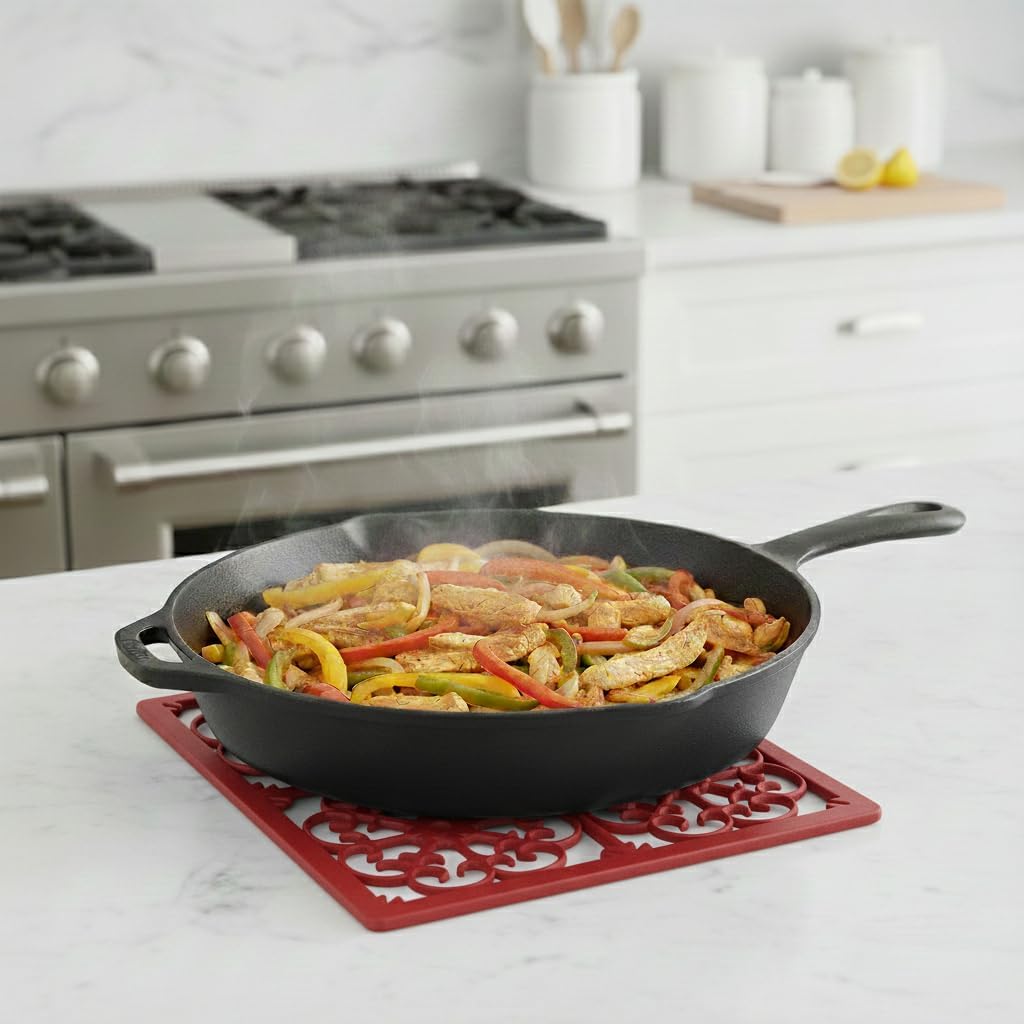 É, Extra Large, Thick, Silicone Trivet for Hot Dishes, Pots, and Pans, Heat Resistant Mat for Countertop, Hot Pad for Kitchen, Easy to Clean, 16 x 12 x 3/8 Inches, White