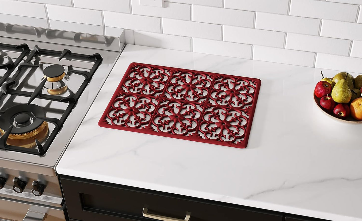 É, Extra Large, Thick, Silicone Trivet for Hot Dishes, Pots, and Pans, Heat Resistant Mat for Countertop, Hot Pad for Kitchen, Easy to Clean, 16 x 12 x 3/8 Inches, White