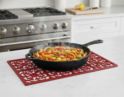 É, Extra Large, Thick, Silicone Trivet for Hot Dishes, Pots, and Pans, Heat Resistant Mat for Countertop, Hot Pad for Kitchen, Easy to Clean, 16 x 12 x 3/8 Inches, White