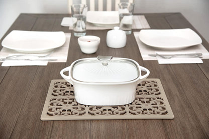 É, Extra Large, Thick, Silicone Trivet for Hot Dishes, Pots, and Pans, Heat Resistant Mat for Countertop, Hot Pad for Kitchen, Easy to Clean, 16 x 12 x 3/8 Inches, White