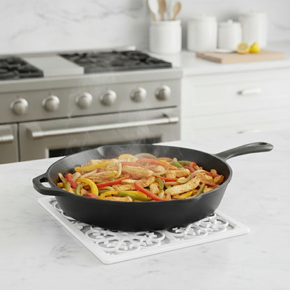 É, Extra Large, Thick, Silicone Trivet for Hot Dishes, Pots, and Pans, Heat Resistant Mat for Countertop, Hot Pad for Kitchen, Easy to Clean, 16 x 12 x 3/8 Inches, White