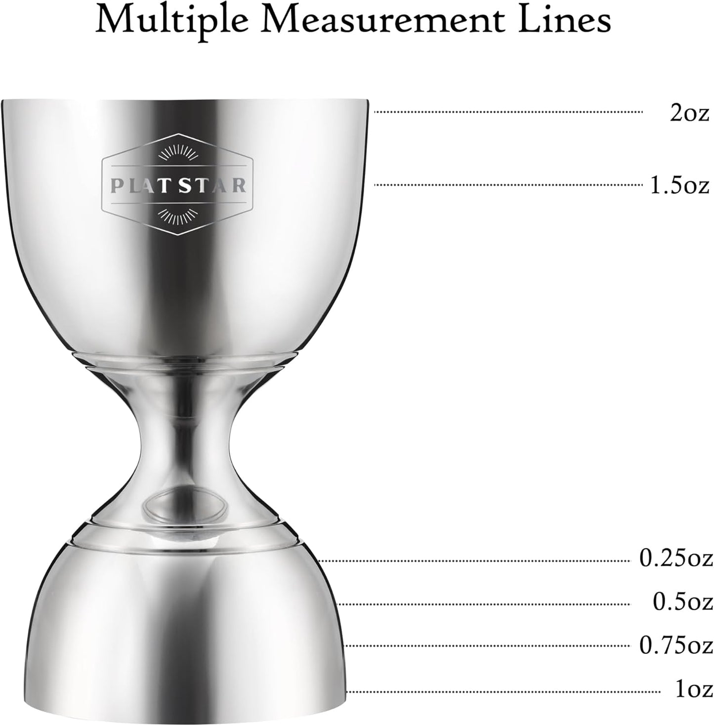 Stainless Steel Cocktail Jigger 2 Pack, Commercial Bar Tool for Restaurant, Bar, Pub & Catering, Bulk 1oz 2oz Double Sided Bell Jigger with Measurements, Professional Bartender Measuring Cup