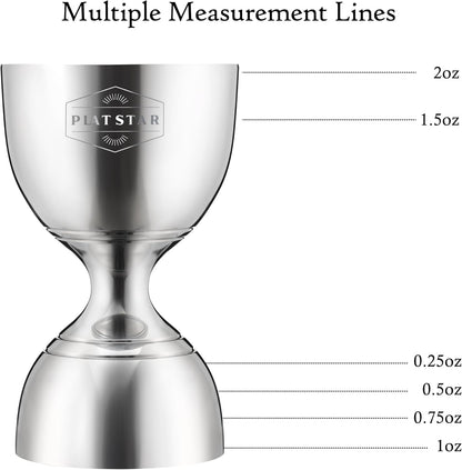 Stainless Steel Cocktail Jigger 2 Pack, Commercial Bar Tool for Restaurant, Bar, Pub & Catering, Bulk 1oz 2oz Double Sided Bell Jigger with Measurements, Professional Bartender Measuring Cup