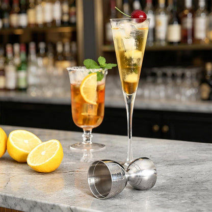 Stainless Steel Cocktail Jigger 2 Pack, Commercial Bar Tool for Restaurant, Bar, Pub & Catering, Bulk 1oz 2oz Double Sided Bell Jigger with Measurements, Professional Bartender Measuring Cup