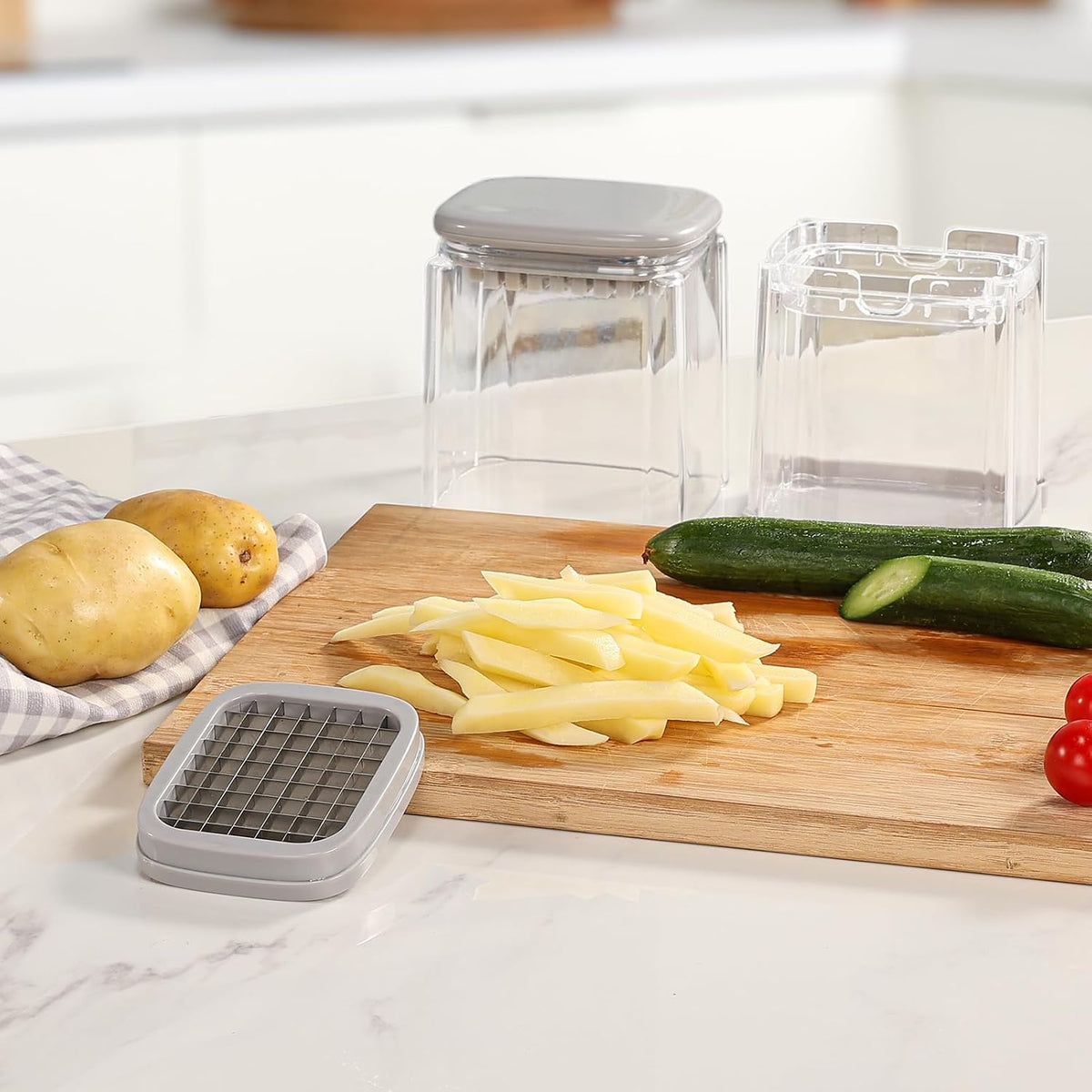 French Fry Cutter, Potato Cutter for Fries, Onion Chopper, French Fry Slicer for Potato Onion Carrot Cucumber Zucchini Pepper Apple