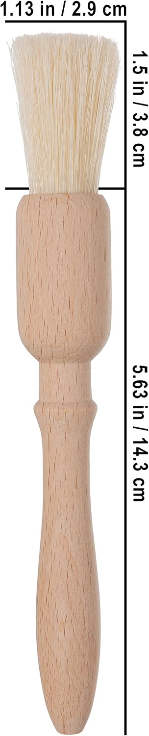 Natural Pig Bristle Pastry Brush with Untreated Beechwood Handle for Basting, Glazing and Applying Eggwash, 7-1/4 inches - Pastry Brush for Cooking and Baking, Made in Germany
