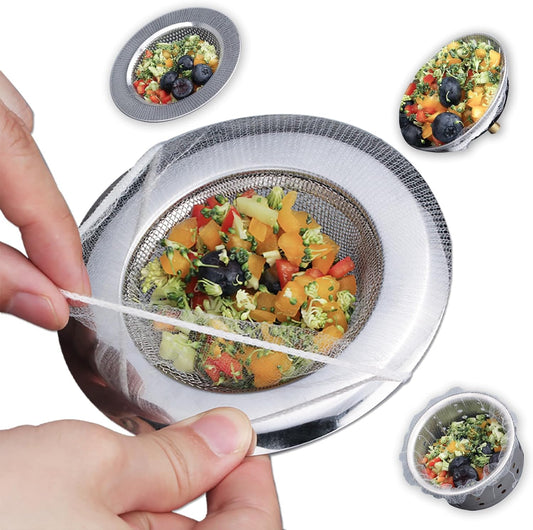 250 Pack Disposable Drain Covers, Disposable Mesh Sink Strainer Pouches for Sourdough, One Use Sourdough Drain Catcher Mesh Cover Nets for Kitchen Sink, Strainer Pouches Kitchen and Bathroom