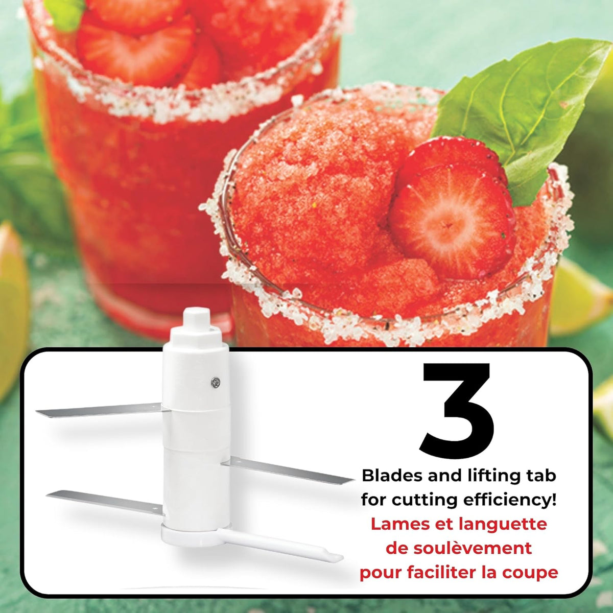 Pull Chopper - Multi Purpose Manual Food Processor - Three Blade System for a Faster Cut - From Large Chunks to Purée - Self-Retracting Cord - Fruits, Vegetables, Meats and Crushes Ice