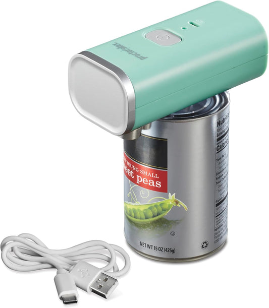 Hands-Free Cordless USB Rechargeable Electric Can Opener | Automatic Shutoff | Self-Aligning | Smooth Touch Lid Edges | Compact & Easy to Store | Mint | 76504