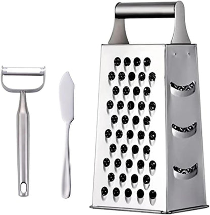 4 Sides Box Grater For Kitchen,Stainless Steel Cheese Grater With Handle,Multi-Function Vegetable Slicer Food Shredder For Chees,Ginger,Vegetables,Dishwasher Safe, Gold