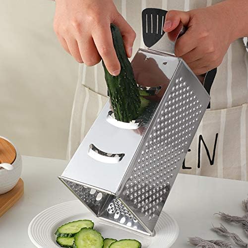 4 Sides Box Grater For Kitchen,Stainless Steel Cheese Grater With Handle,Multi-Function Vegetable Slicer Food Shredder For Chees,Ginger,Vegetables,Dishwasher Safe, Gold