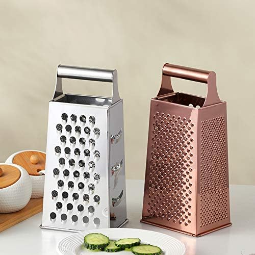 4 Sides Box Grater For Kitchen,Stainless Steel Cheese Grater With Handle,Multi-Function Vegetable Slicer Food Shredder For Chees,Ginger,Vegetables,Dishwasher Safe, Gold