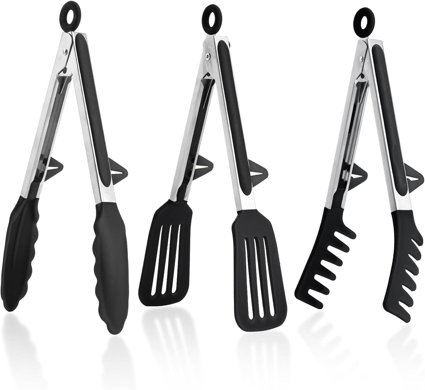 Kitchen Tongs,Set Of 3 Tongs with Silicone Tip for Cooking 9/12 Inch Stainless Steel Kitchen Tong for Meat,Food Grill,Salad,BBQ,Frying,Serving,Dishwasher (white, 12inch)