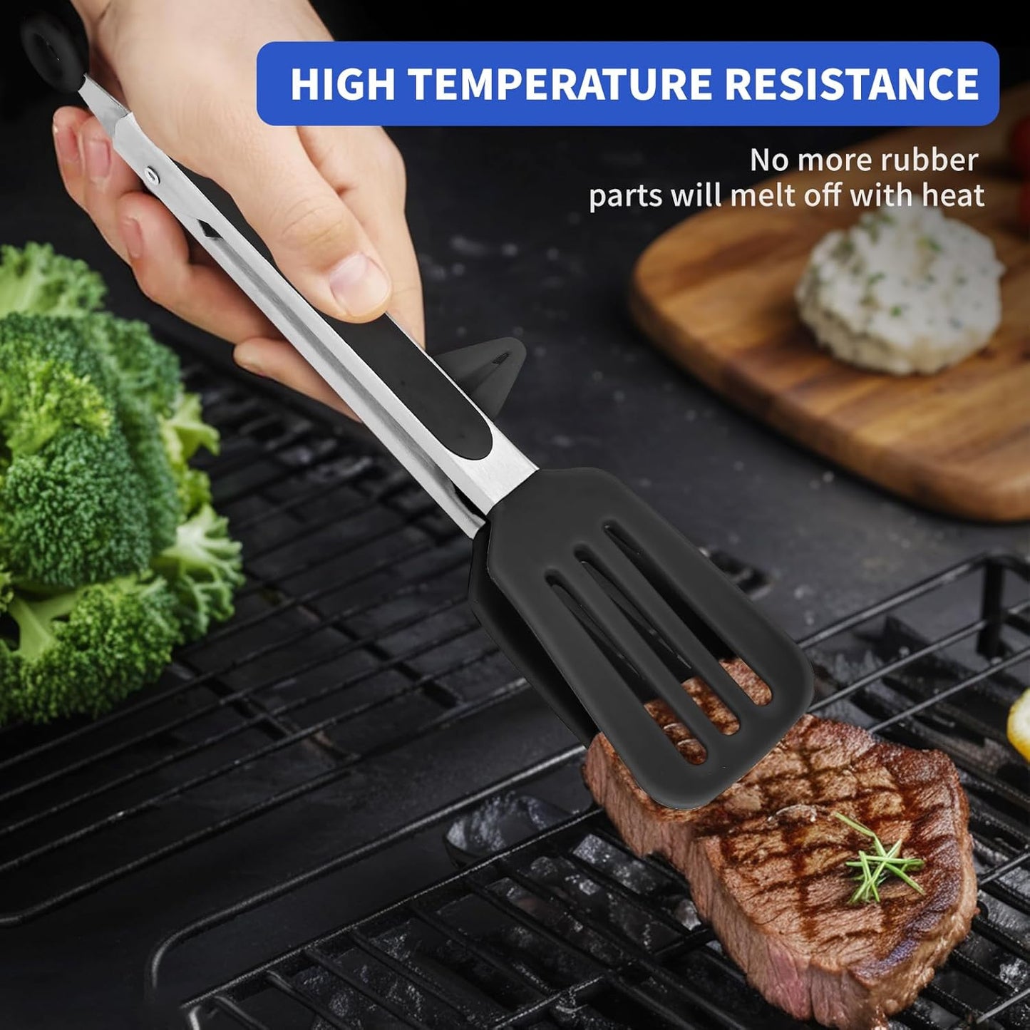 Kitchen Tongs,Set Of 3 Tongs with Silicone Tip for Cooking 9/12 Inch Stainless Steel Kitchen Tong for Meat,Food Grill,Salad,BBQ,Frying,Serving,Dishwasher (white, 12inch)