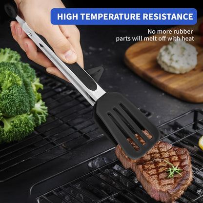 Kitchen Tongs,Set Of 3 Tongs with Silicone Tip for Cooking 9/12 Inch Stainless Steel Kitchen Tong for Meat,Food Grill,Salad,BBQ,Frying,Serving,Dishwasher (white, 12inch)