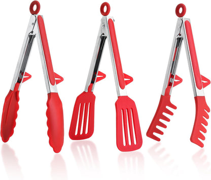 Kitchen Tongs,Set Of 3 Tongs with Silicone Tip for Cooking 9/12 Inch Stainless Steel Kitchen Tong for Meat,Food Grill,Salad,BBQ,Frying,Serving,Dishwasher (white, 12inch)