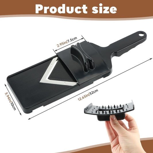Mandoline Slicer for Kitchen, Multifunctional Handheld Potato Cucumber Slicer, Vegetable Mandoline Slicer with Hand Holder Cabbage Shredder Food Slicer for Potatoes, Onion(black)