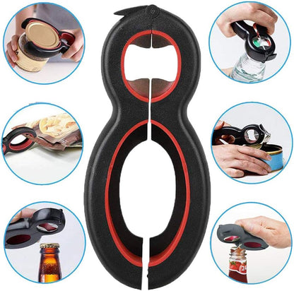 Jar Opener 6 in 1 Multi Function Bottle Opener Manual Opener Get Lids Off Easily Portable Lid Twist Off Non-Slip for Weak Hands Seniors with Arthritis and Anyone with Low Strength