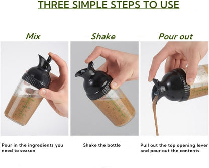 Salad Dressing Shaker, Homemade Salad Dressing Bottle Mixer Measure Dripless Pour, Leak-free, Soft Grip, Dishwasher Safe BPA Free (Green)