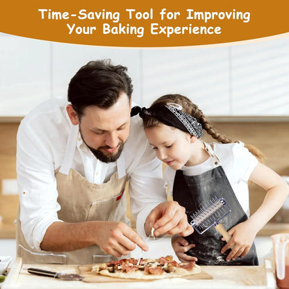 Stainless Steel Pizza Docker, Pizza Dough Docker with Wooden Handle, Pizza Roller with Spikes, Roller Docker, Pizza Hole Puncher, Dough perforator, Pastry, Cookie, Bread, Crust, Baking Dough Piercer