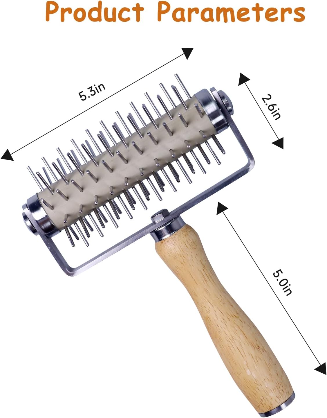 Stainless Steel Pizza Docker, Pizza Dough Docker with Wooden Handle, Pizza Roller with Spikes, Roller Docker, Pizza Hole Puncher, Dough perforator, Pastry, Cookie, Bread, Crust, Baking Dough Piercer