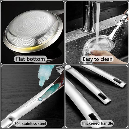 3Pack Sieve Fine Mesh Strainer Set Stainless Steel Metal Flat Cooking Skimmer Ladle Colander With Handle Food Strainer Kitchen Tools For Kitchen Baking Oil Filter Flour Sifter Foam,L M Small