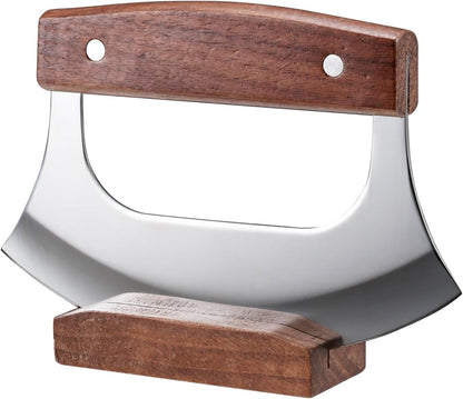 Ulu Knife with Stand for Cutter Pizza Meat Vegetables Herb Salad