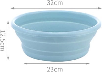Multi-purpose Collapsible Dish Tub Bowl BPA-Free Round Lightweight Collapsible Wash Basin (Blue)